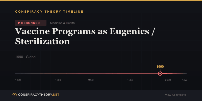 Vaccine Programs as Eugenics / Sterilization — Conspiracy Theory Timeline 1990, Global