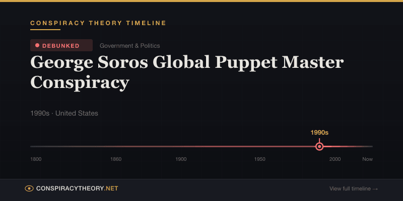 George Soros Global Puppet Master Conspiracy — Conspiracy Theory Timeline 1990s, United States