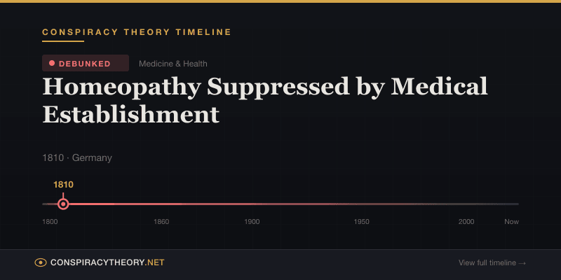 Homeopathy Suppressed by Medical Establishment — Conspiracy Theory Timeline 1810, Germany