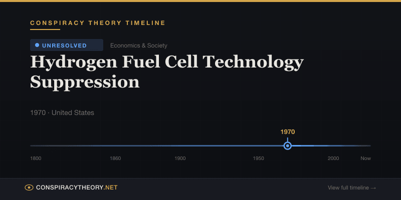 Hydrogen Fuel Cell Technology Suppression — Conspiracy Theory Timeline 1970, United States