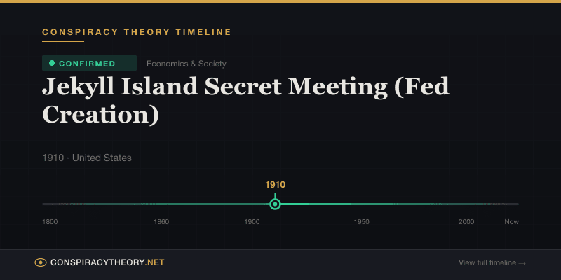 Jekyll Island Secret Meeting (Fed Creation) — Conspiracy Theory Timeline 1910, United States