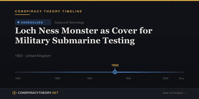 Loch Ness Monster as Cover for Military Submarine Testing — Conspiracy Theory Timeline 1933, United Kingdom