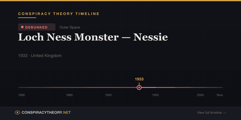 Loch Ness Monster — Nessie — Conspiracy Theory Timeline 1933, United Kingdom