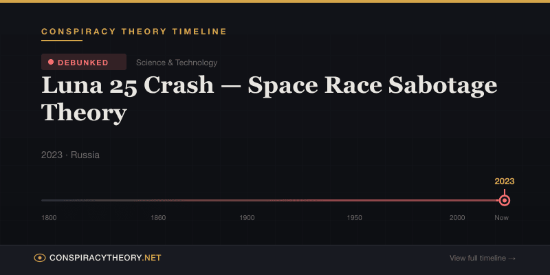 Luna 25 Crash — Space Race Sabotage Theory — Conspiracy Theory Timeline 2023, Russia