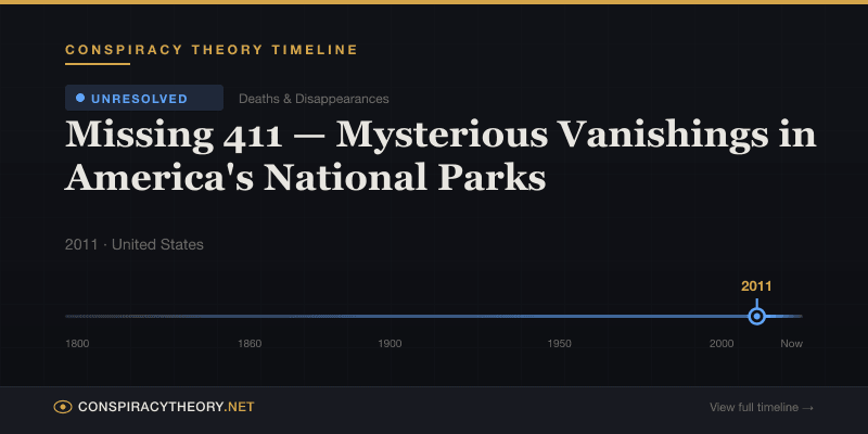 Missing 411 — Mysterious Vanishings in America's National Parks — Conspiracy Theory Timeline 2011, United States
