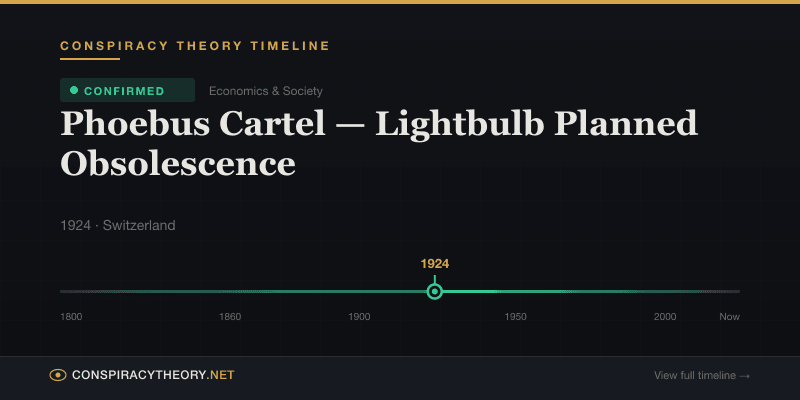 Phoebus Cartel — Lightbulb Planned Obsolescence — Conspiracy Theory Timeline 1924, Switzerland