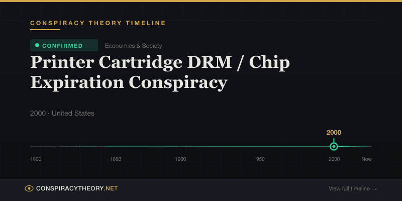 Printer Cartridge DRM / Chip Expiration Conspiracy — Conspiracy Theory Timeline 2000, United States