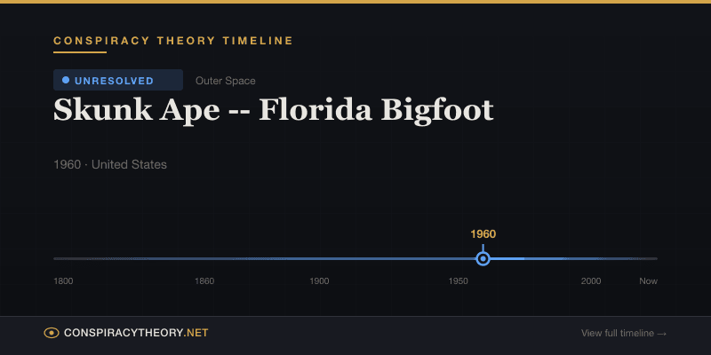 Skunk Ape -- Florida Bigfoot — Conspiracy Theory Timeline 1960, United States