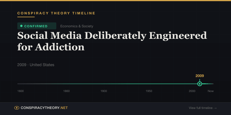 Social Media Deliberately Engineered for Addiction — Conspiracy Theory Timeline 2009, United States