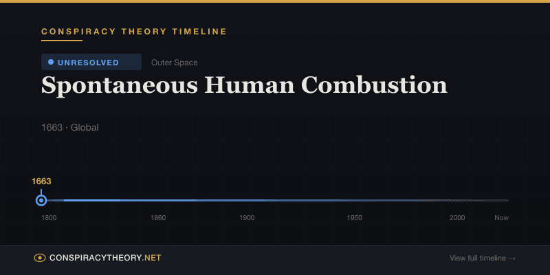 Spontaneous Human Combustion — Conspiracy Theory Timeline 1663, Global