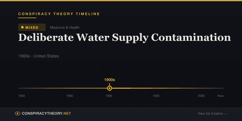 Deliberate Water Supply Contamination — Conspiracy Theory Timeline 1900s, United States